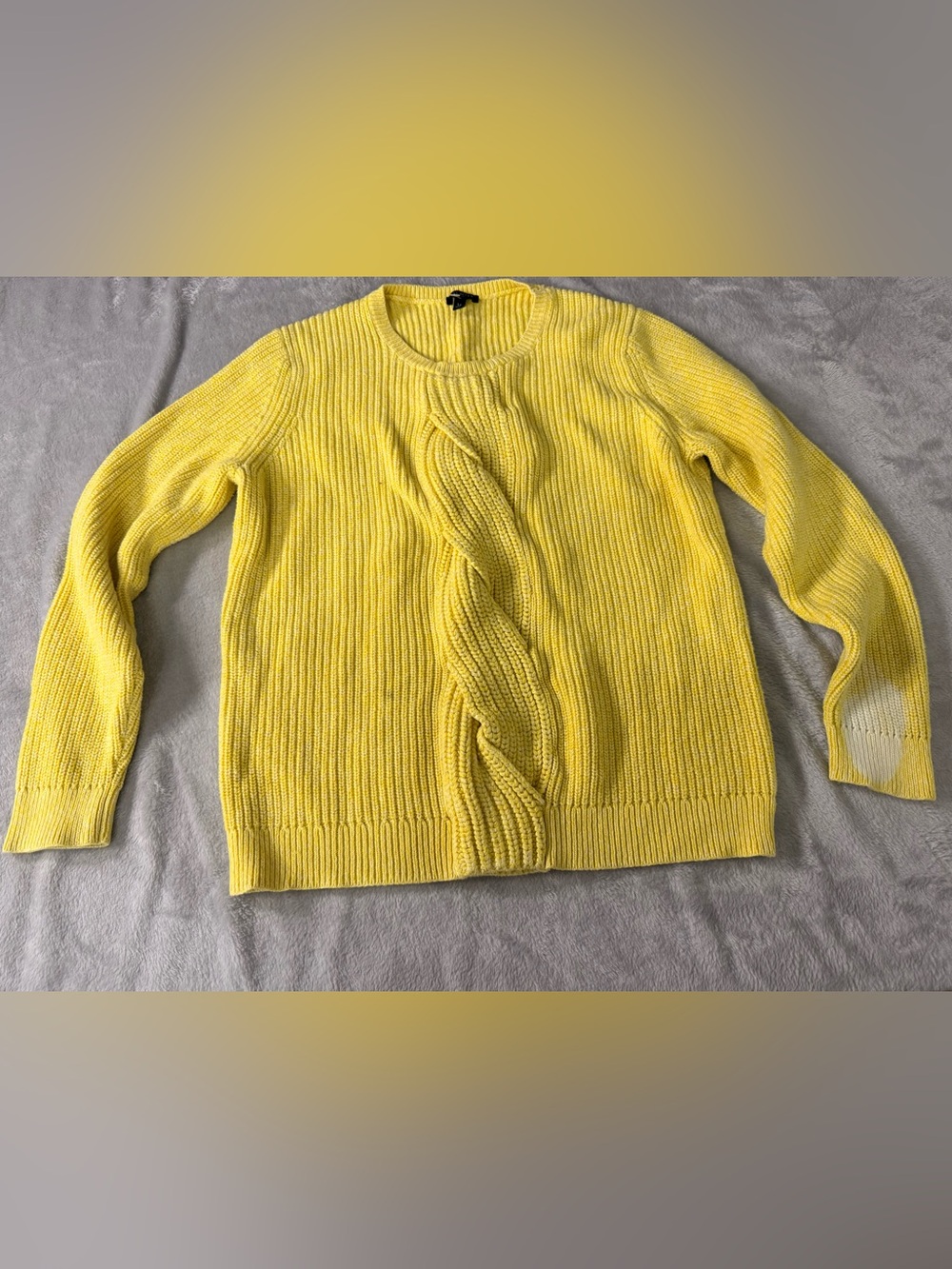 Talbots Sunny Yellow Cable-Front Crewneck Sweater